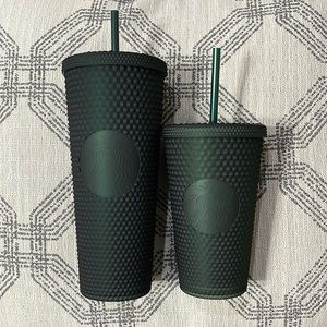 Starbucks 2022 Dark Green Studded Venti and Grande Set